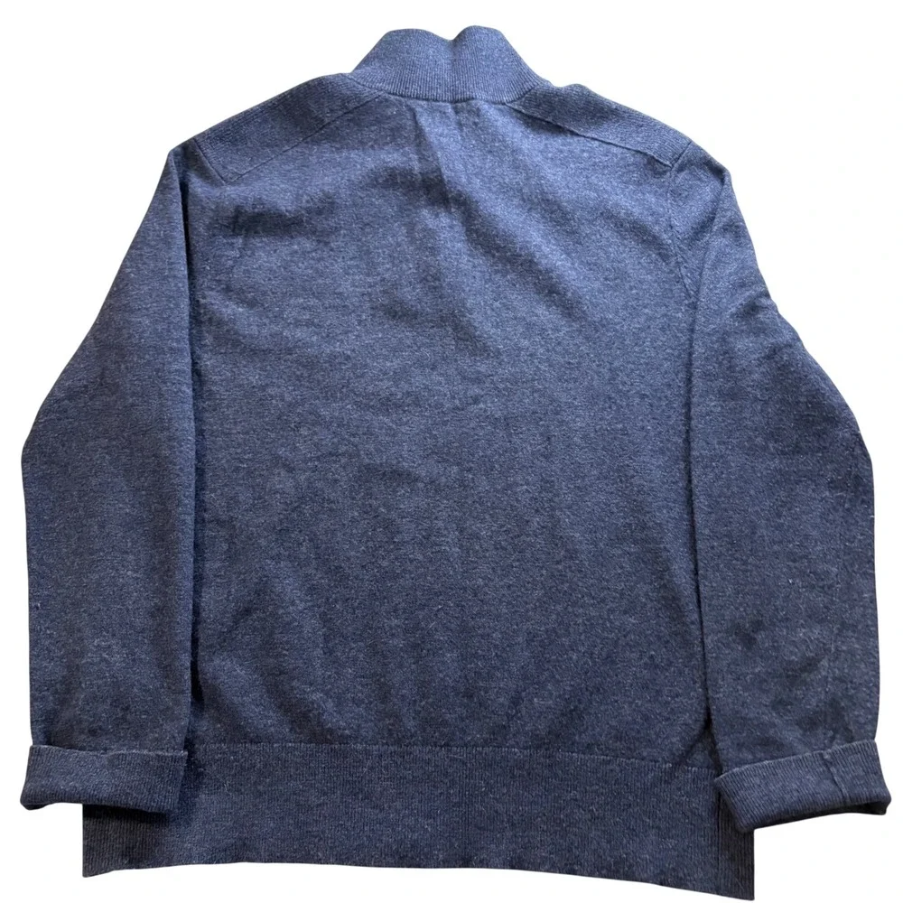 Banana Republic Mens Italian Yarn Quarter Zip Sweater Blue Large Mock Neck Knit